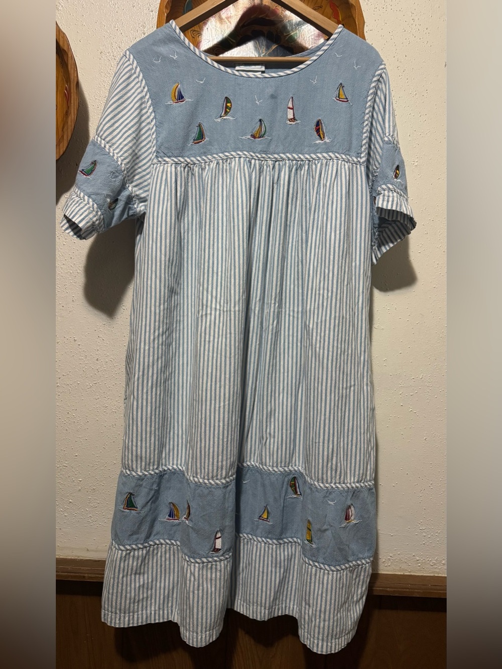 National sailboat embroidered Vintage Dress Size 2X
